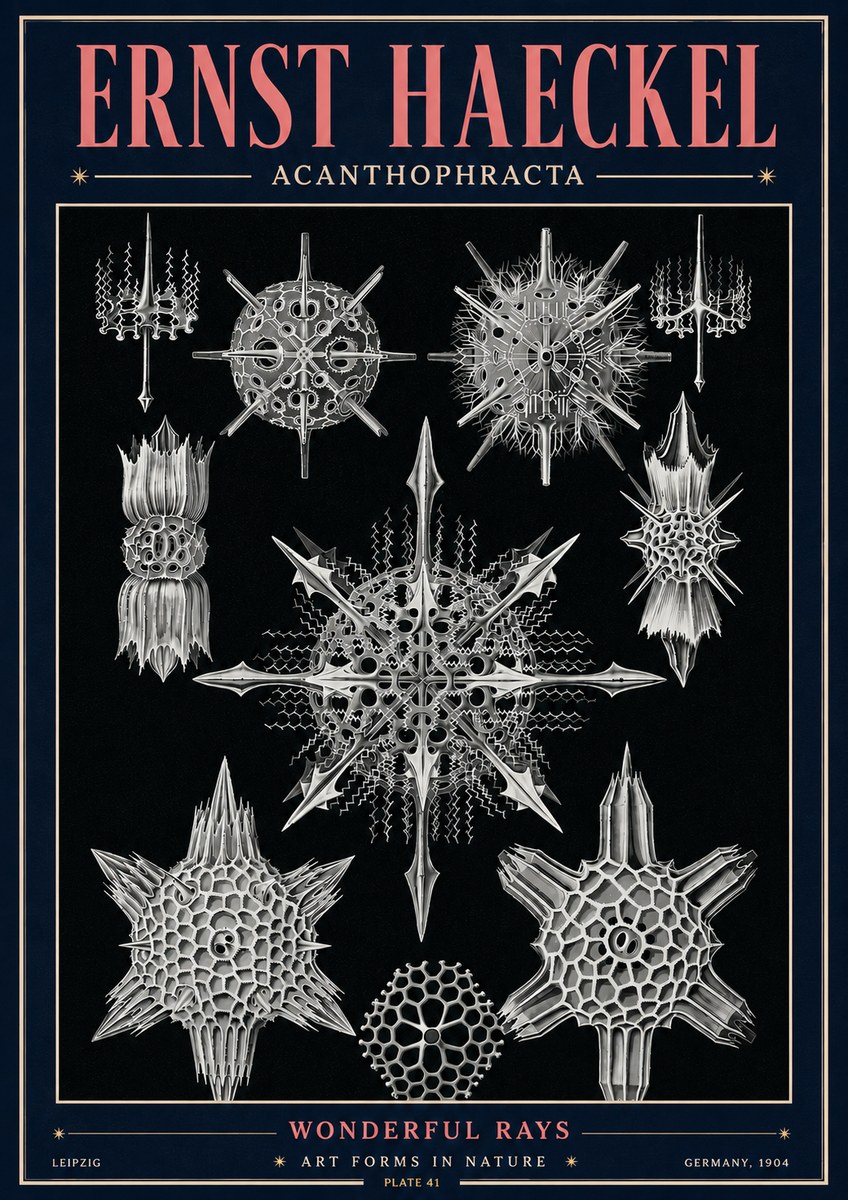 Ernst Haeckel Acanthophracta - Wonderful Rays No4 - Juliste