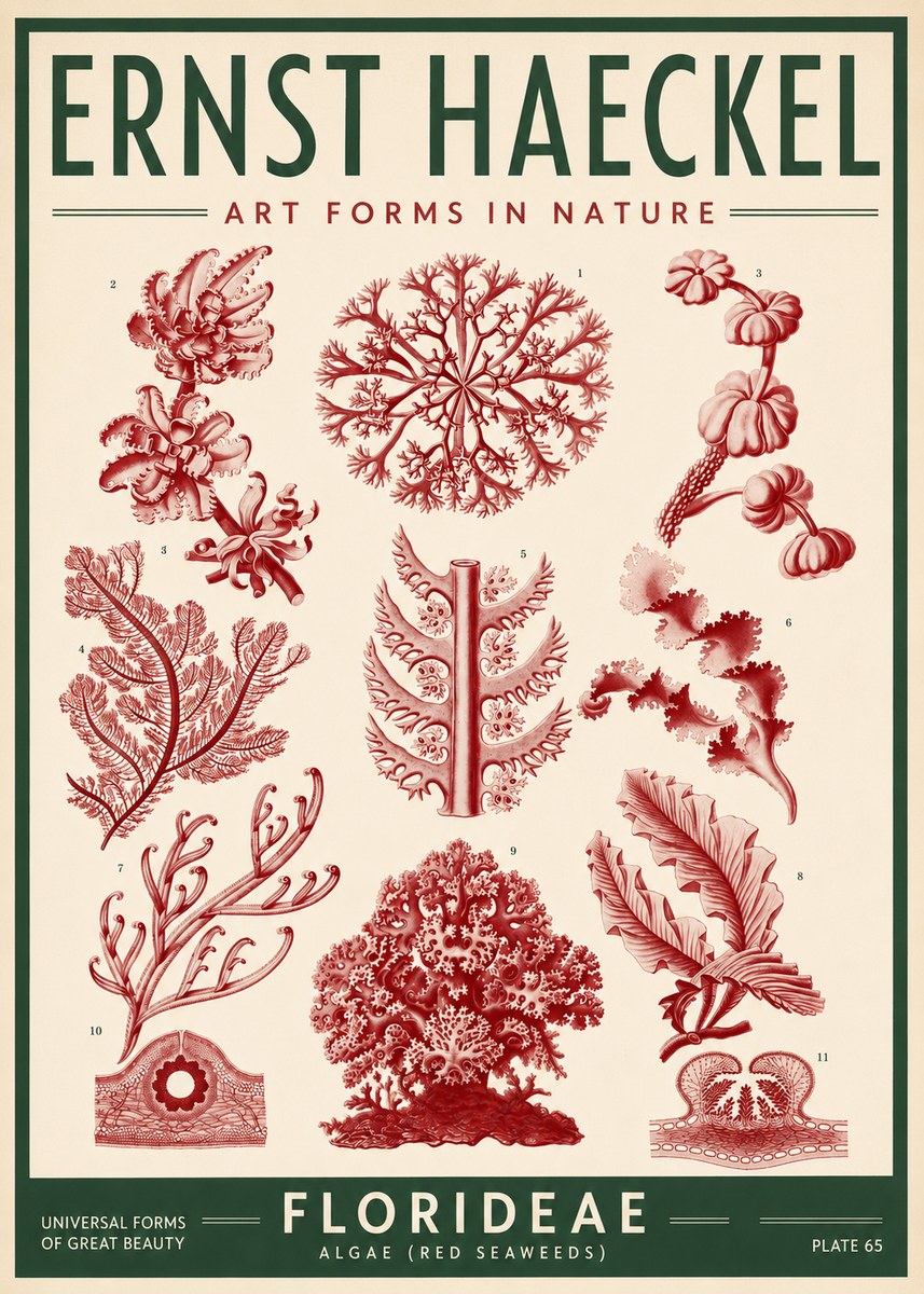 Ernst Haeckel Florideae (Red Seaweeds) No3 - Juliste