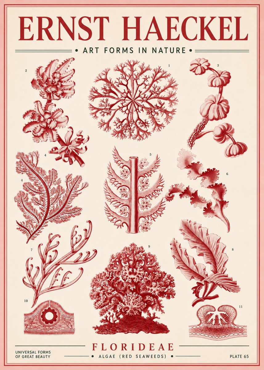 Ernst Haeckel Florideae (Red Seaweeds) No4 - Juliste