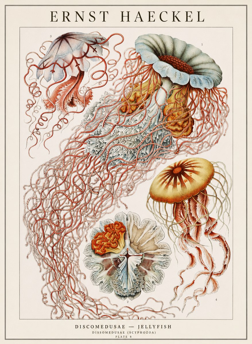 Ernst Haeckel Discomedusae — Jellyfish No1 - Juliste