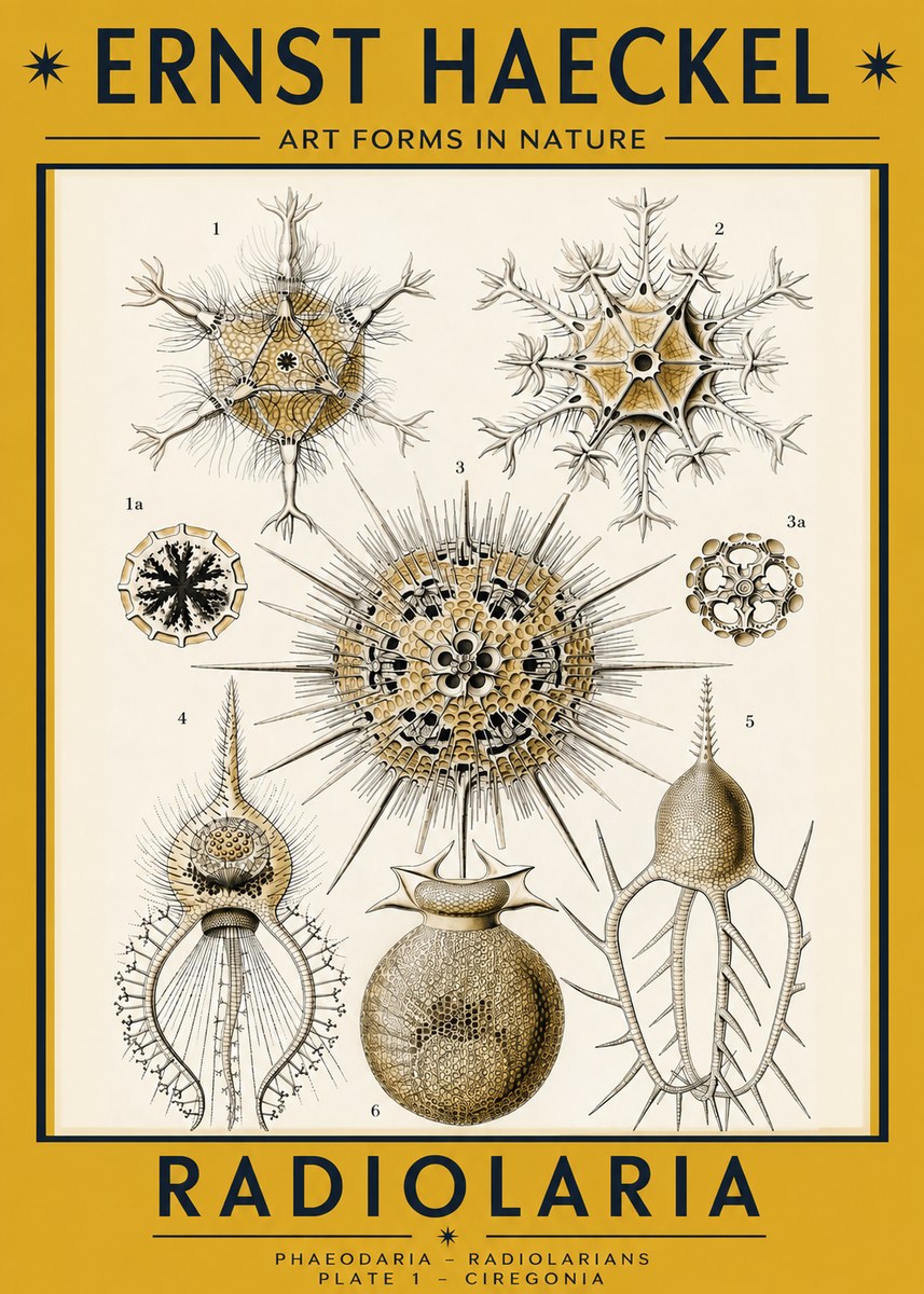 Ernst Haeckel Radiolaria - Plate 1 - Ciregonia No2 - Juliste