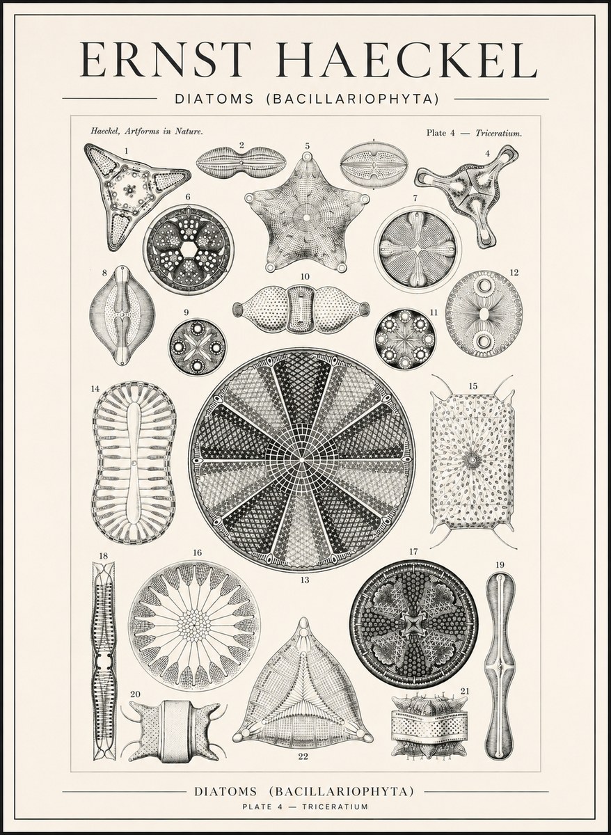 Ernst Haeckel Diatoms (Bacillariophyta) Plate 4 – Triceratium No1 - Juliste