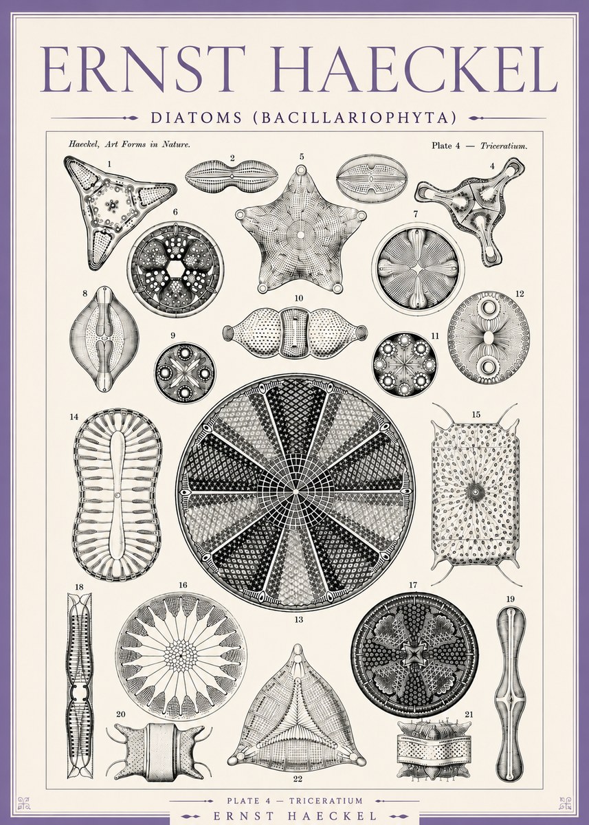 Ernst Haeckel Diatoms (Bacillariophyta) Plate 4 – Triceratium No3 - Juliste