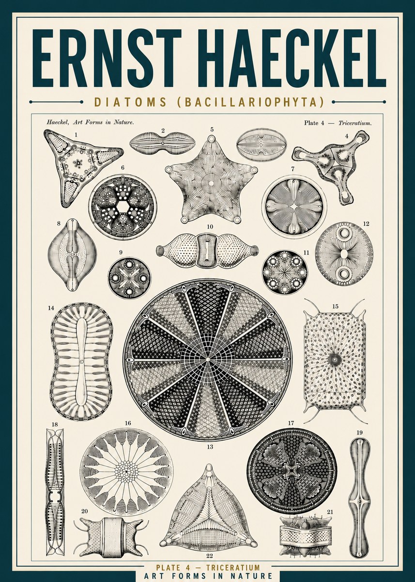 Ernst Haeckel Diatoms (Bacillariophyta) Plate 4 – Triceratium No5 - Juliste