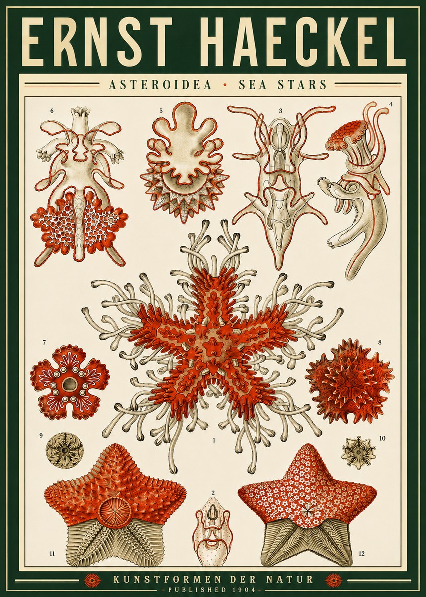 Ernst Haeckel Asteroidea. Sea Stars No4 - Juliste