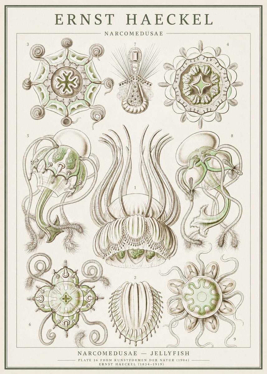 Ernst Haeckel Narcomedusae - Jellyfish No1 - Juliste