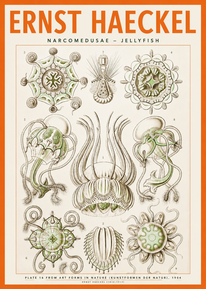Ernst Haeckel Narcomedusae - Jellyfish No2 - Juliste