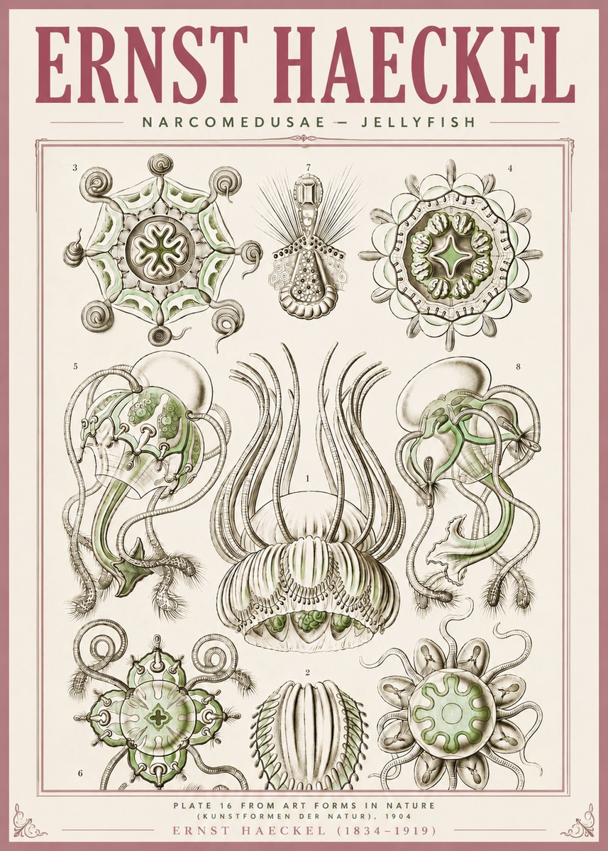 Ernst Haeckel Narcomedusae - Jellyfish No4 - Juliste