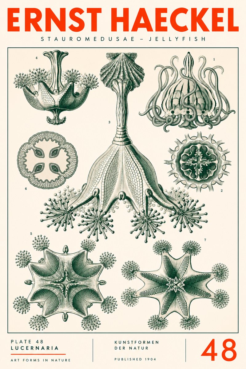 Ernst Haeckel Stauromedusae – Jellyfish No3 - Juliste