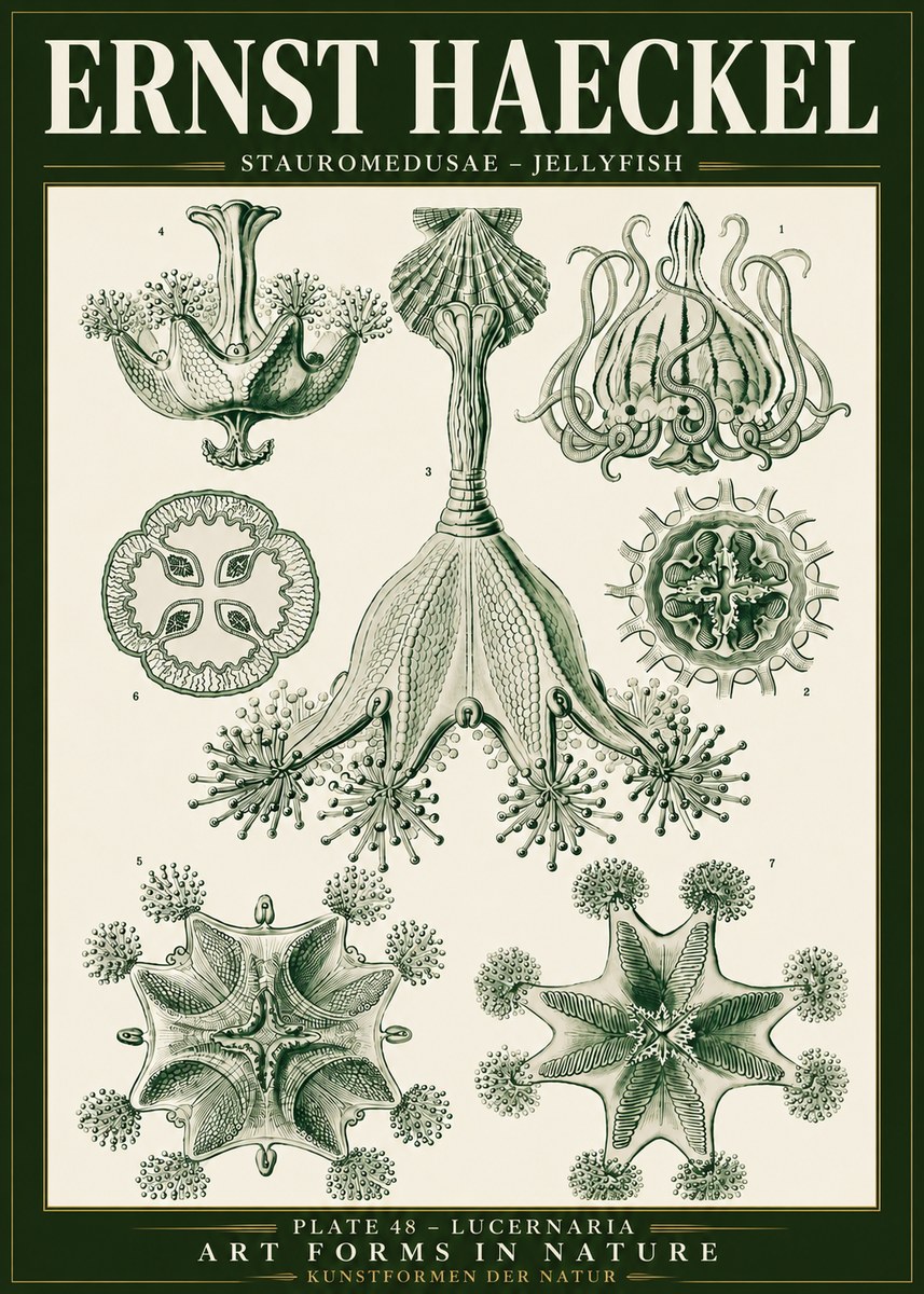 Ernst Haeckel Stauromedusae – Jellyfish No5 - Juliste