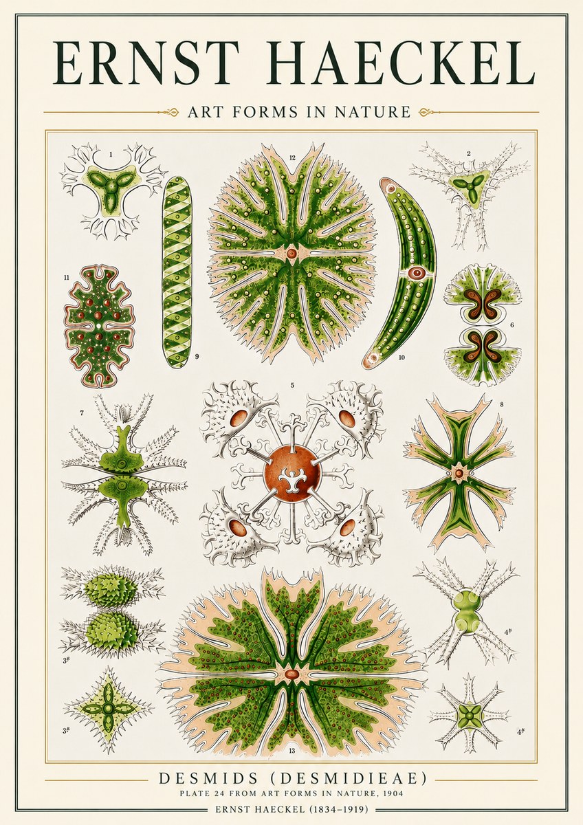 Ernst Haeckel Desmids (Desmidieae) No3 - Juliste