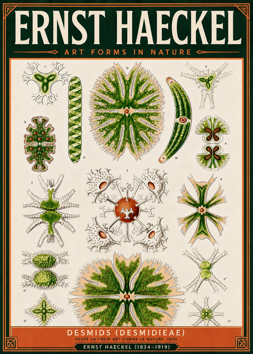 Ernst Haeckel Desmids (Desmidieae) No5 - Juliste