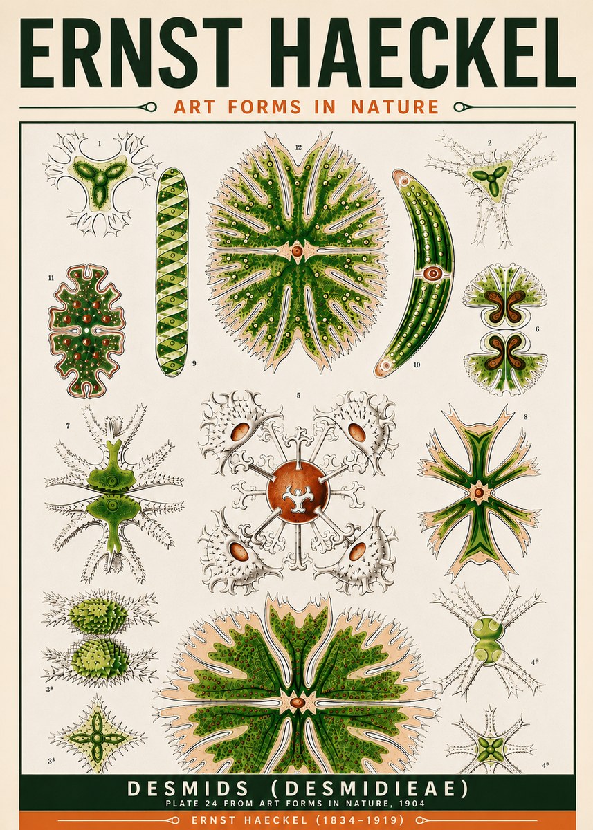 Ernst Haeckel Desmids (Desmidieae) No6 - Juliste