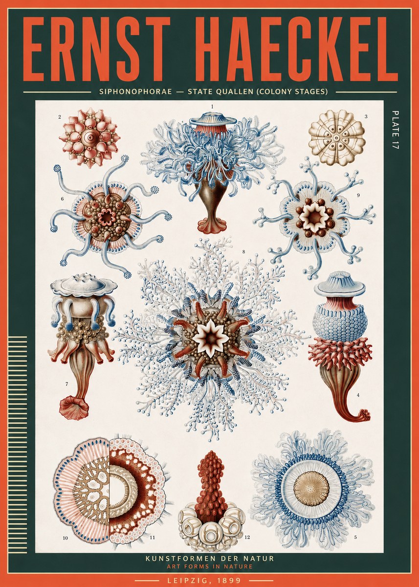 Ernst Haeckel Siphonophorae - State Quallen (Colony Stages) No3 - Juliste