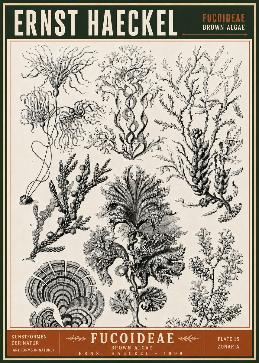 Ernst Haeckel Fucoideae - Brown Algae No6 - Juliste