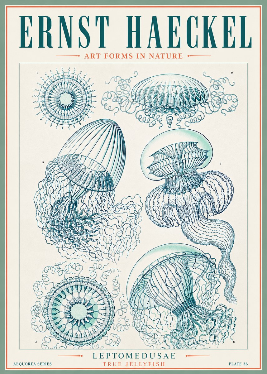 Ernst Haeckel Leptomedusae True Jellyfish No3 - Juliste