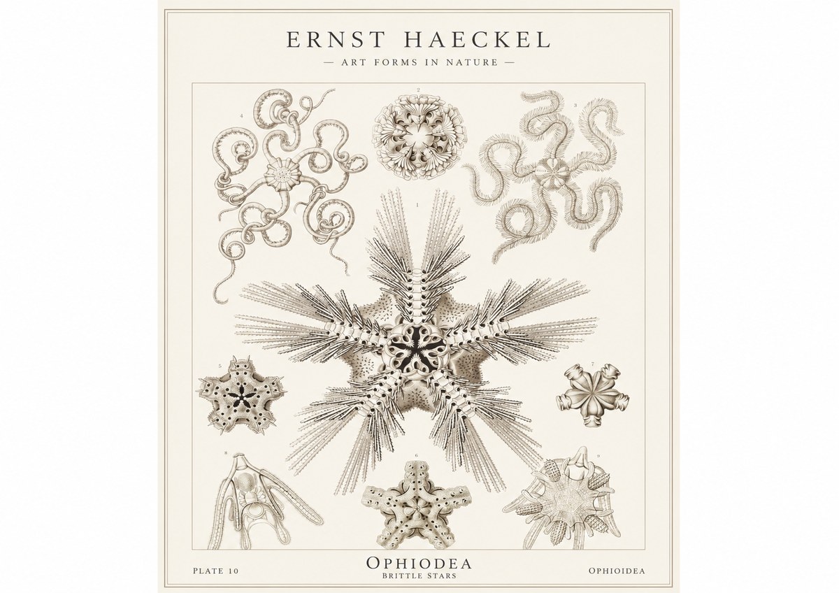 Ernst Haeckel Ophiodea - Brittle Stars I No1 - Juliste