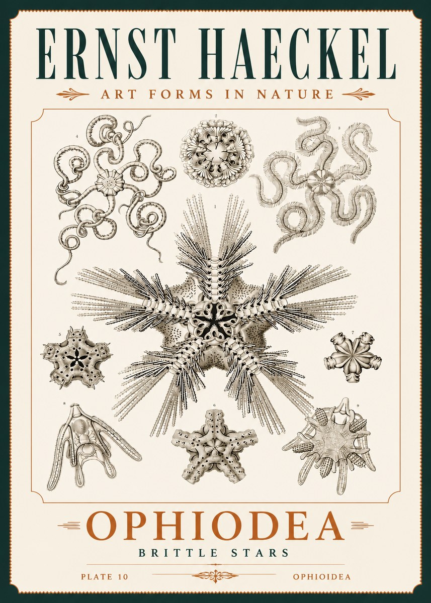 Ernst Haeckel Ophiodea - Brittle Stars I No4 - Juliste