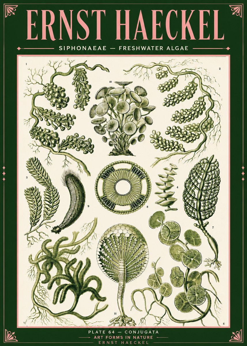 Ernst Haeckel Siphonaceae - Freshwater Algae No4 - Juliste
