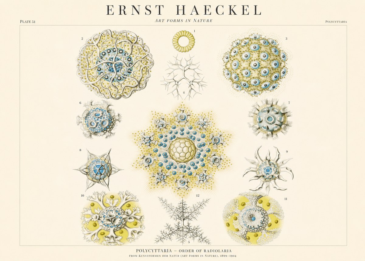 Ernst Haeckel Polycyttaria – Order of Radiolaria No1 - Juliste