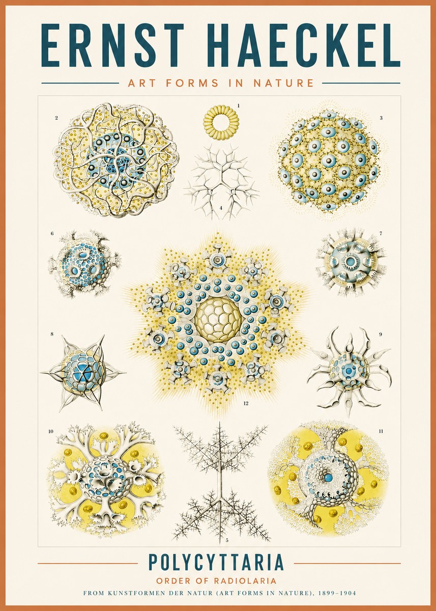 Ernst Haeckel Polycyttaria – Order of Radiolaria No3 - Juliste