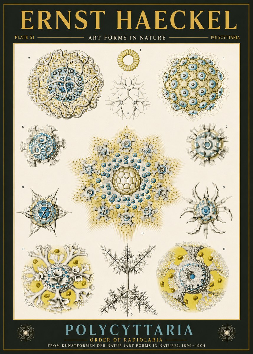 Ernst Haeckel Polycyttaria – Order of Radiolaria No6 - Juliste