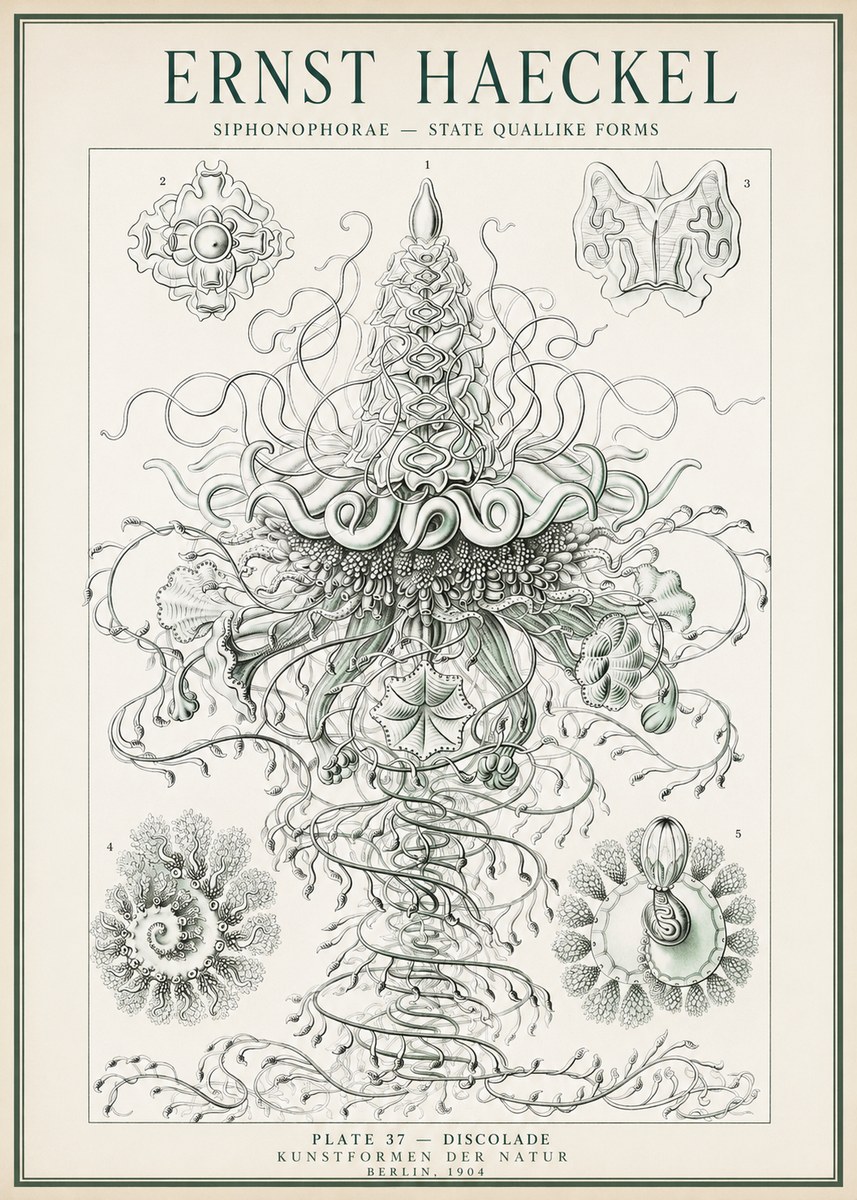 Ernst Haeckel Siphonophorae – State Quallike Forms No1 - Juliste