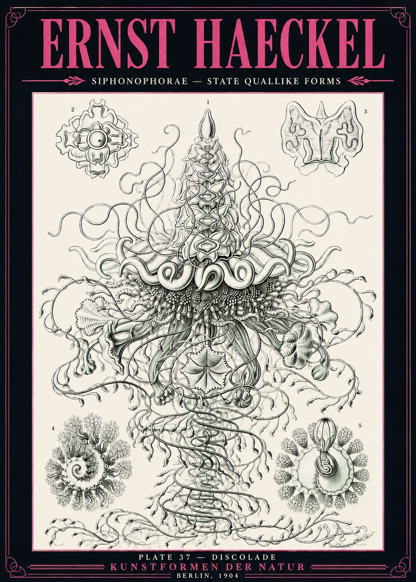 Ernst Haeckel Siphonophorae – State Quallike Forms No3 - Juliste