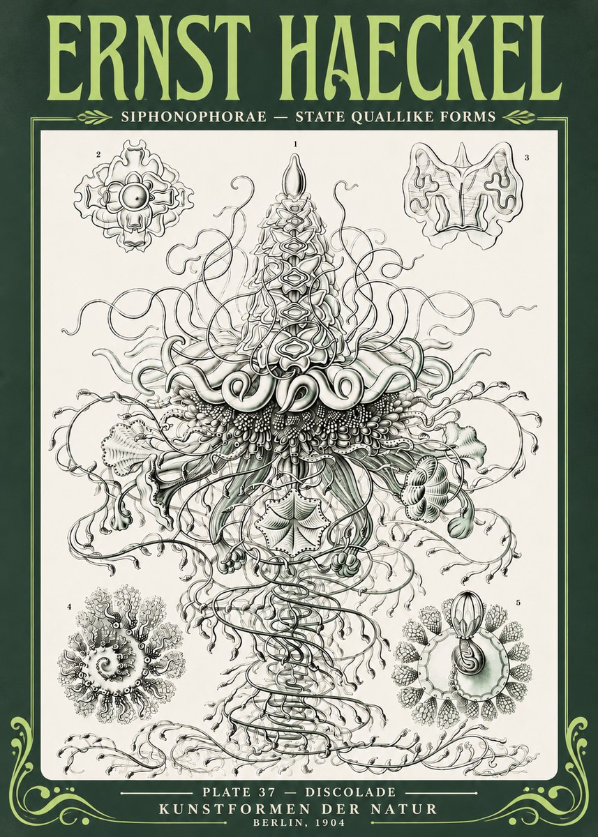 Ernst Haeckel Siphonophorae – State Quallike Forms No4 - Juliste