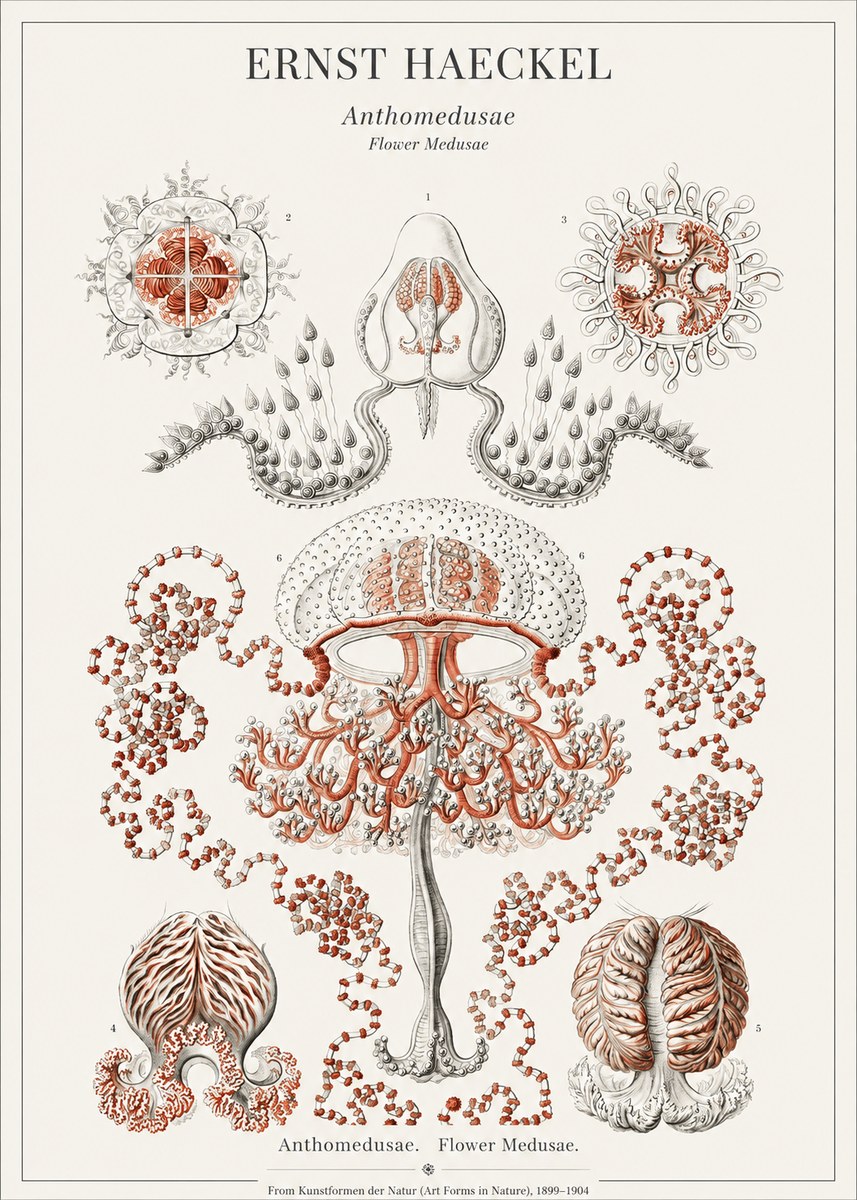 Ernst Haeckel Anthomedusae. Flower Medusae. No1 - Juliste
