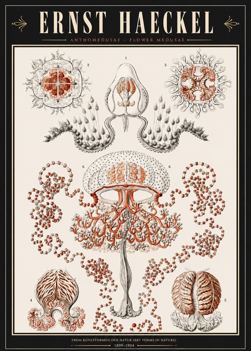 Ernst Haeckel Anthomedusae. Flower Medusae. No3 - Juliste