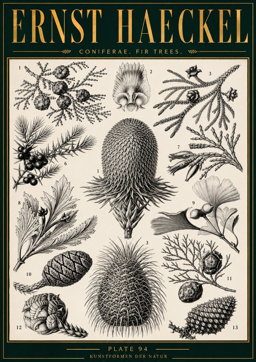Ernst Haeckel Coniferae. Fir Trees. No4 - Juliste