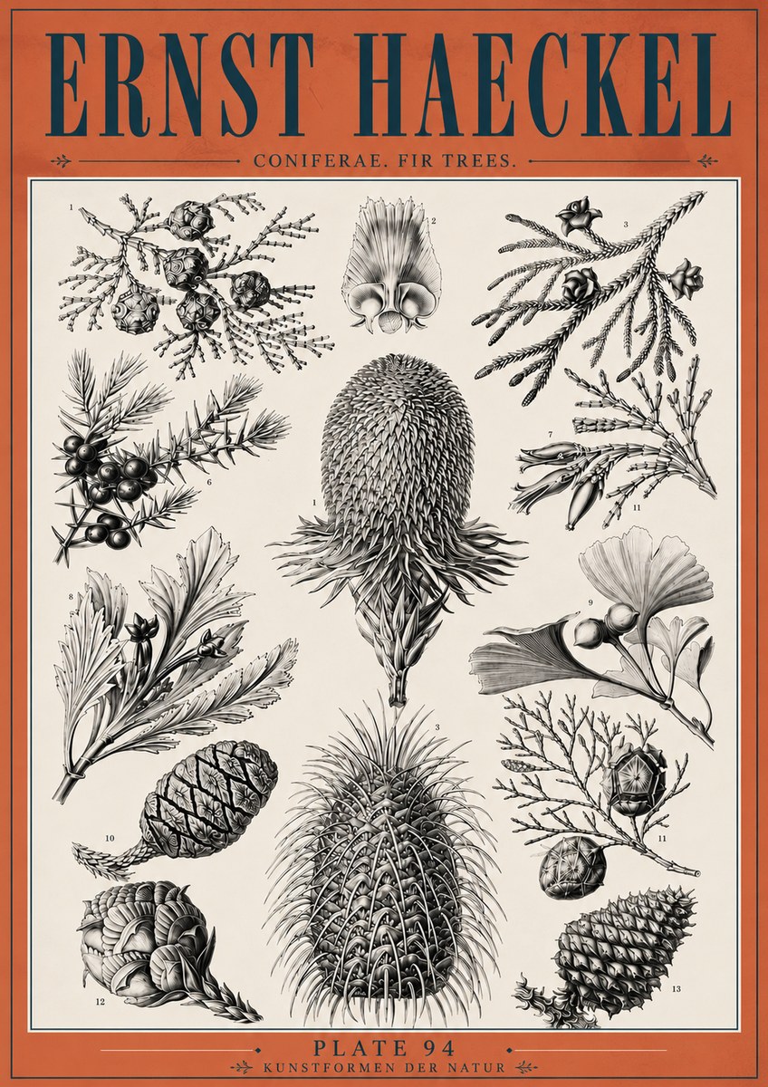 Ernst Haeckel Coniferae. Fir Trees. No6 - Juliste