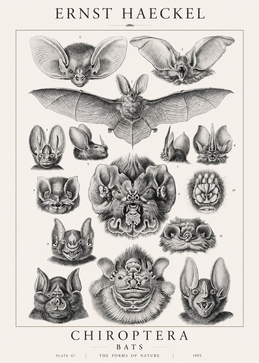 Ernst Haeckel Chiroptera Bats No1 - Juliste