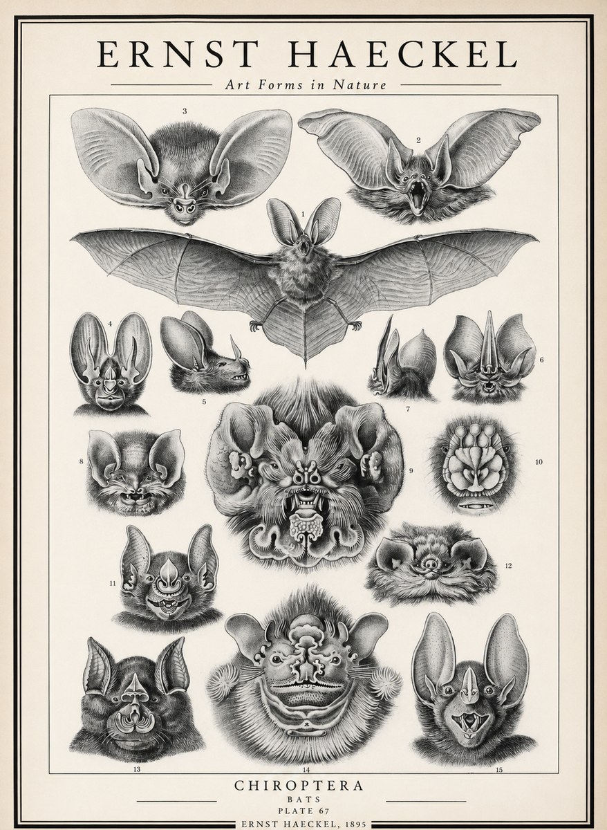 Ernst Haeckel Chiroptera Bats No3 - Juliste