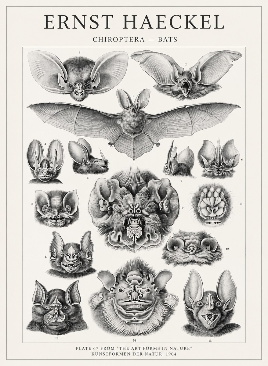 Ernst Haeckel Chiroptera Bats No4 - Juliste