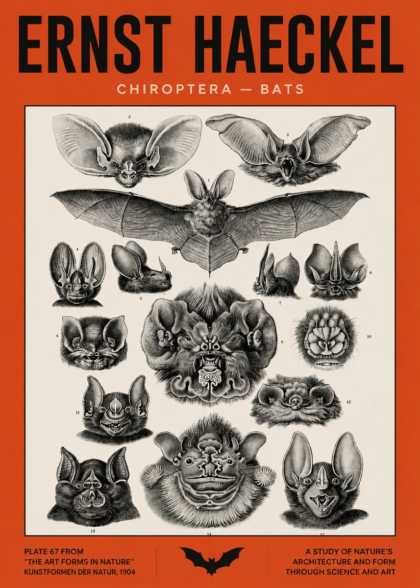 Ernst Haeckel Chiroptera Bats No5 - Juliste