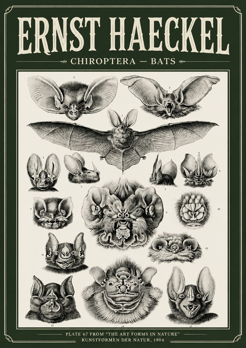 Ernst Haeckel Chiroptera Bats No6 - Juliste