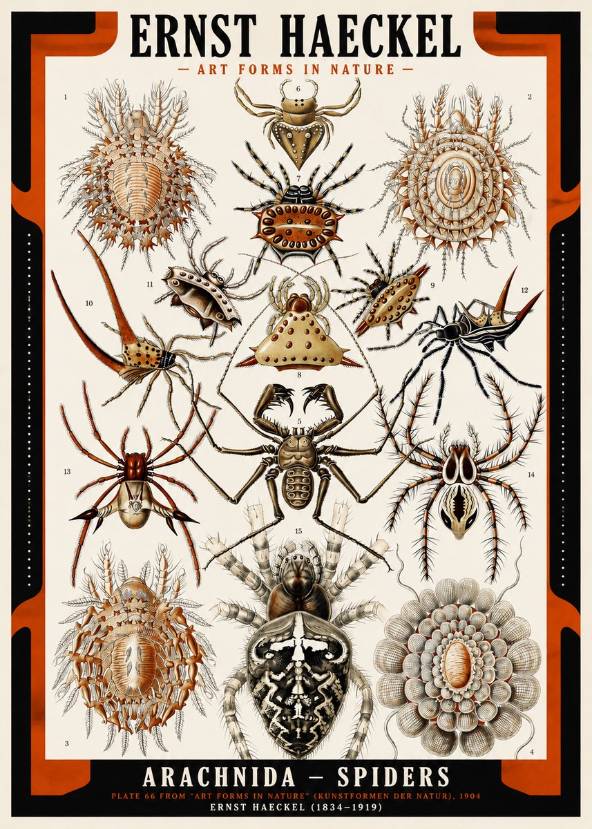 Ernst Haeckel Arachnida — Spiders No2 - Juliste