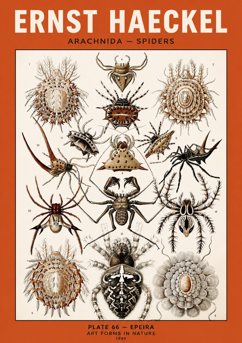 Ernst Haeckel Arachnida — Spiders No5 - Juliste
