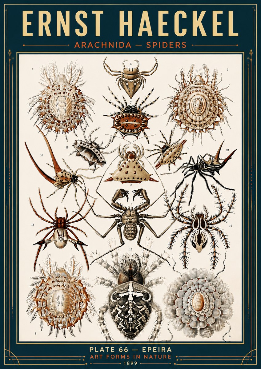 Ernst Haeckel Arachnida — Spiders No6 - Juliste