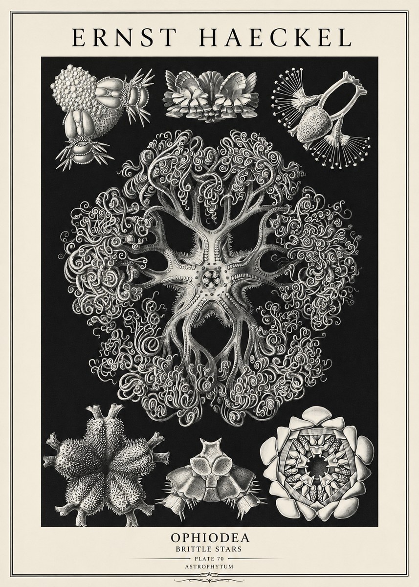 Ernst Haeckel Ophiodea - Brittle Stars II No3 - Juliste