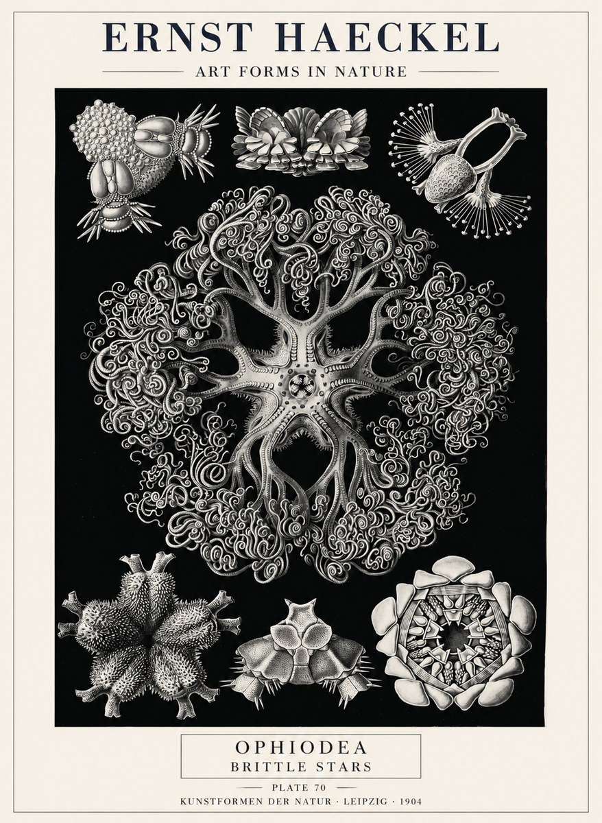 Ernst Haeckel Ophiodea - Brittle Stars II No4 - Juliste