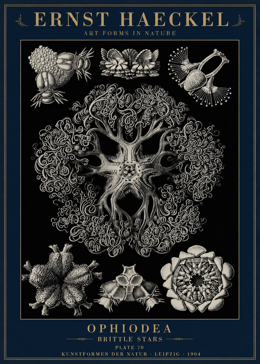 Ernst Haeckel Ophiodea - Brittle Stars II No6 - Juliste
