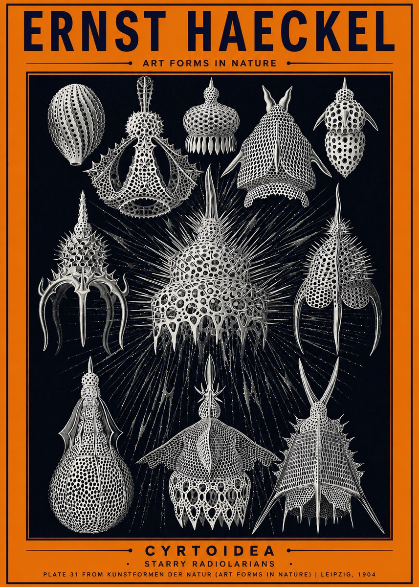 Ernst Haeckel Cyrtoidea - Starry Radiolarians No2 - Juliste