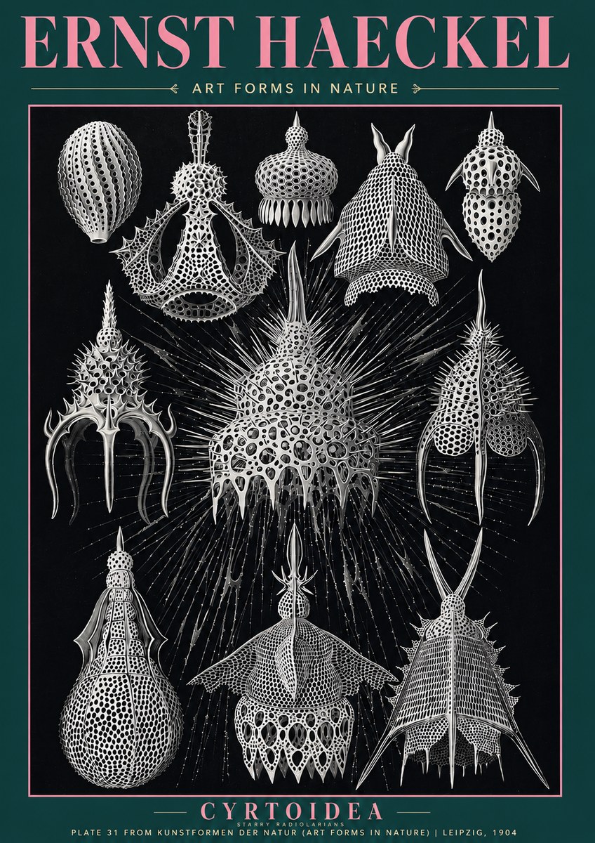 Ernst Haeckel Cyrtoidea - Starry Radiolarians No3 - Juliste