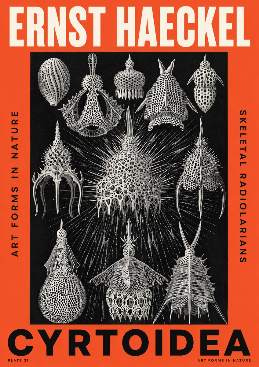 Ernst Haeckel Cyrtoidea - Starry Radiolarians No5 - Juliste