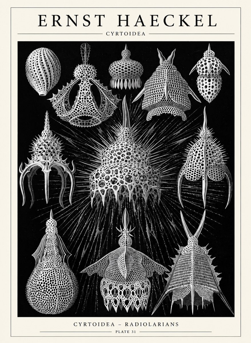Ernst Haeckel Cyrtoidea - Starry Radiolarians No6 - Juliste