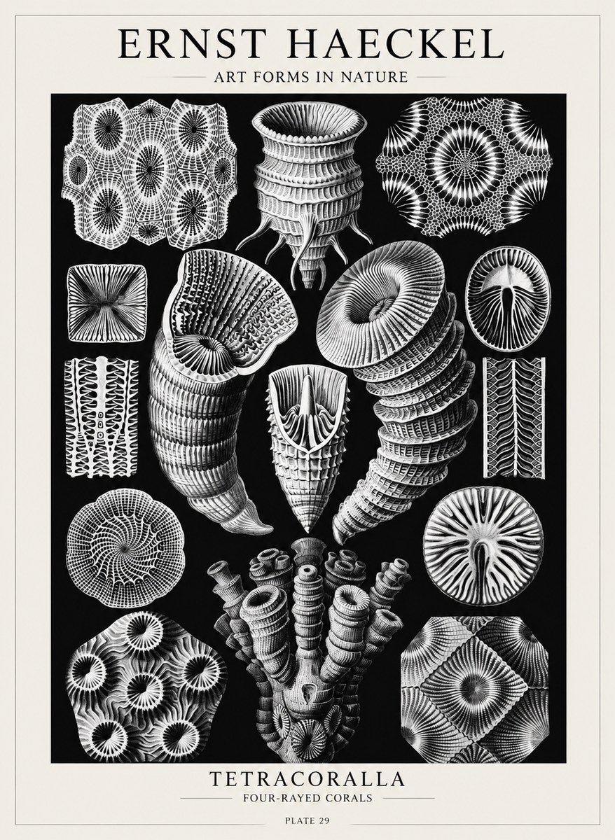 Ernst Haeckel Tetracoralla - Four-rayed Corals No4 - Juliste