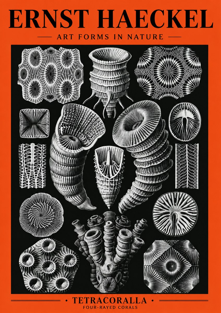 Ernst Haeckel Tetracoralla - Four-rayed Corals No5 - Juliste